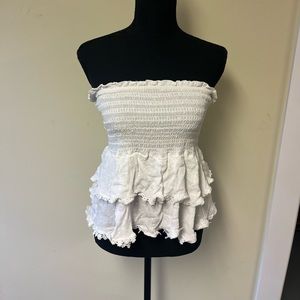 White peplum tube top, large